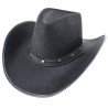 Palarie Cowboy, material textil, snur, decoratiuni metalice, negru