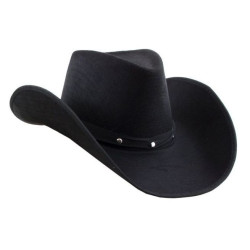 Palarie Cowboy, material textil, snur, decoratiuni metalice, negru