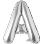 Balon folie litera A, inaltime 41 cm, aer si heliu, argintiu