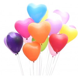 Baloane colorate forma inima, latex, 30 cm, set 100 bucati