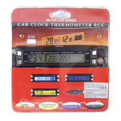 Termometru auto digital, ecran LCD, afisaj ora, temperatura, voltaj baterie