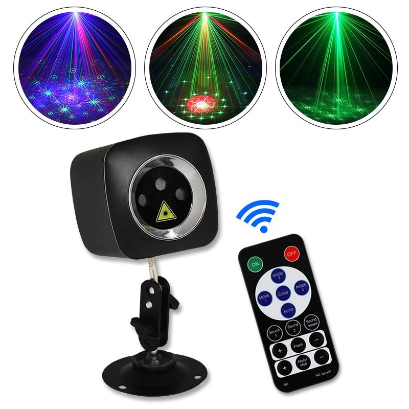 Proiector laser RGB de interior, senzor sunet, 5 moduri, USB, telecomanda