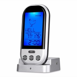 Termometru digital cu sonda pentru carne, Wireless, display LCD, LED, 8 butoane