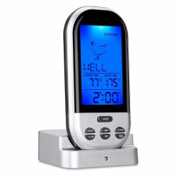 Termometru digital cu sonda pentru carne, Wireless, display LCD, LED, 8 butoane