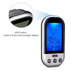 Termometru digital cu sonda pentru carne, Wireless, display LCD, LED, 8 butoane