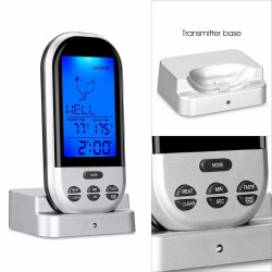 Termometru digital cu sonda pentru carne, Wireless, display LCD, LED, 8 butoane
