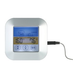 Termometru digital cu sonda, touchscreen, 8 tipuri carne, LCD iluminat, temporizator