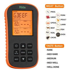Termometru digital Wireless cu sonda, ecran LCD iluminat, cronometru, Rii