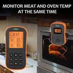 Termometru digital Wireless cu sonda, ecran LCD iluminat, cronometru, Rii