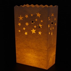 Lampioane decorative model stelute, 25cm, set 5 bucati, alb