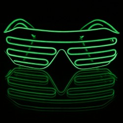 Ochelari Shutter luminosi cu fir El Wire, 3 moduri iluminare, invertor baterii