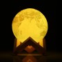 Lampa LED model Glob Pamantesc 3D lumina RGBW cu suport din lemn, Resigilata