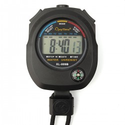 Cronometru digital cu busola, afisaj ora, calendar, functie alarma, snur, negru