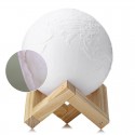 Lampa LED model Glob Pamantesc 3D lumina RGBW cu suport din lemn, RESIGILAT