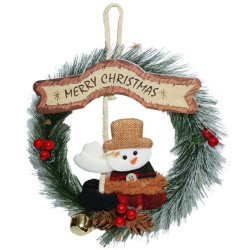 Coronita Merry Christmas, figurina om de zapada, agatatoare, diametru 20 cm