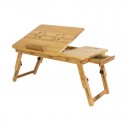 Masuta pliabila pentru laptop, unghi reglabil, bambus, 50x30 cm, sertar