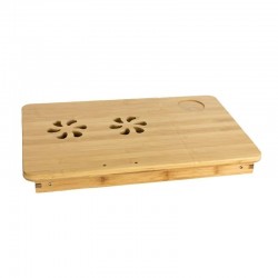 Masuta pliabila pentru laptop, unghi reglabil, bambus, 50x30 cm, sertar