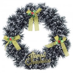 Coronita brad artificial, varfuri albe, Merry Christmas, diagonala 24 cm