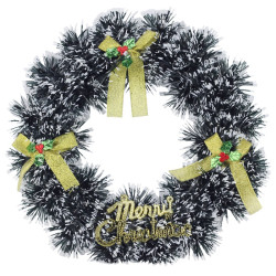 Decoratiune coronita artificiala, mesaj Merry Christmas, 24 cm, varfuri albe