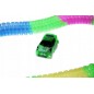 Pista fosforescenta flexibila 100 piese, cu masinuta iluminata LED, multicolora