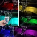 Lumina ambientala auto LED RGB, 4 benzi autoadezive, 6W, 4 moduri, telecomanda
