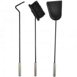 Carucior depozitat lemne pentru semineu, 80 cm, 3 accesorii otel, negru