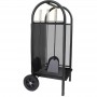 Carucior depozitat lemne pentru semineu, 80 cm, 3 accesorii otel, negru