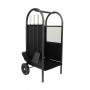 Carucior depozitat lemne pentru semineu, 80 cm, 3 accesorii otel, negru
