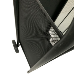 Carucior depozitat lemne pentru semineu, 80 cm, 3 accesorii otel, negru