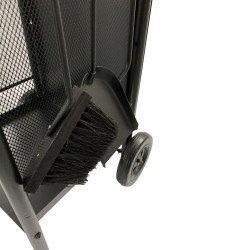 Carucior depozitat lemne pentru semineu, 80 cm, 3 accesorii otel, negru