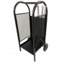 Carucior depozitat lemne pentru semineu, 80 cm, 3 accesorii otel, negru