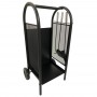 Carucior depozitat lemne pentru semineu, 80 cm, 3 accesorii otel, negru