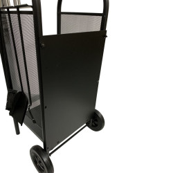 Carucior depozitat lemne pentru semineu, 80 cm, 3 accesorii otel, negru