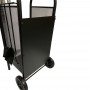 Carucior depozitat lemne pentru semineu, 80 cm, 3 accesorii otel, negru