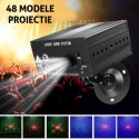 Proiector laser profesional cu 48 efecte luminoase, RGB, senzor sunet, telecomanda, interior