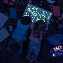 Tablita magica fosforescenta, lumineaza turqoise, rescriptibila, breloc UV