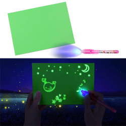 Tablita luminoasa fosforescenta, rescriptibila, breloc cu lumina UV, verde