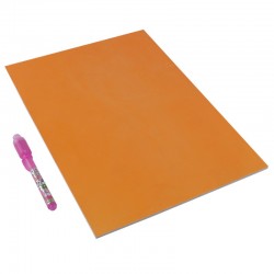 Tablita fosforescenta interactiva, rescriptibila, breloc UV, lumineaza orange