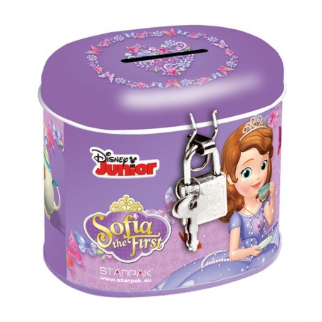 Pusculita Sofia the First, inchidere cu lacat, forma ovala, metal