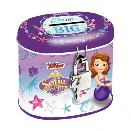 Pusculita Sofia the First, inchidere cu lacat, forma ovala, metal