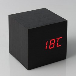 Ceas digital LED cu termometru si senzor de sunet, forma cubica