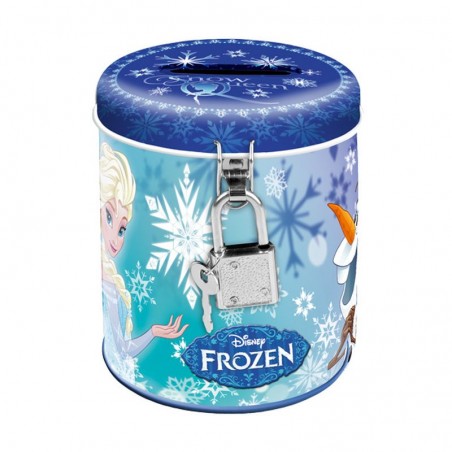 Pusculita Frozen, inchidere lacat si cheie, forma cilindrica, metalica, 9.5 cm