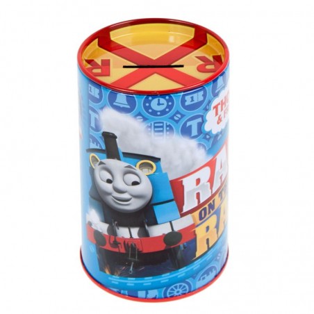 Pusculita Thomas Train din metal, rotunda, lacat, 13 cm