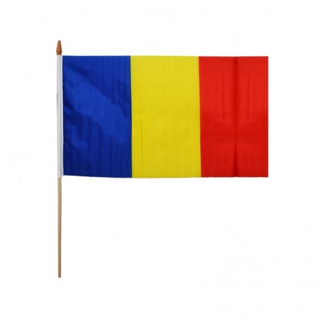 Steag tricolor Romania, panza, 30x45 cm, cu suport de lemn