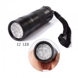Lanterna UV 12 LED-uri 385nm, protectie IP54, material aluminiu, negru