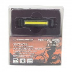 Lanterna bicicleta LED COB 100 lm, acumulator reincarcabil USB, 3 moduri iluminare, fixare ghidon