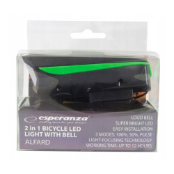 Lanterna LED cu sonerie bicicleta, 100 lm, fixare ghidon, 3 moduri iluminare, rezistenta apa