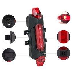 Stop bicicleta 5 LED-uri, acumulator reincarcabil USB, 5 moduri iluminare, impermeabil