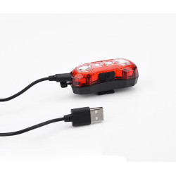Stop bicicleta 5 LED-uri SMD, 120 lumeni, acumulator reincarcabil USB, 5 moduri lumina