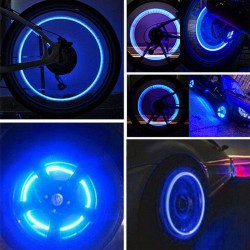 Ventil LED albastru, capace luminoase tip licurici pentru roti, 2 bucati